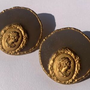 Gold Cameo Statement Earrings
